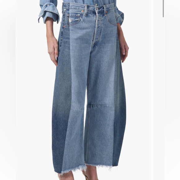 Citizens Of Humanity Denim - Citizens of Humanity pieced horseshoe raw hem jeans
